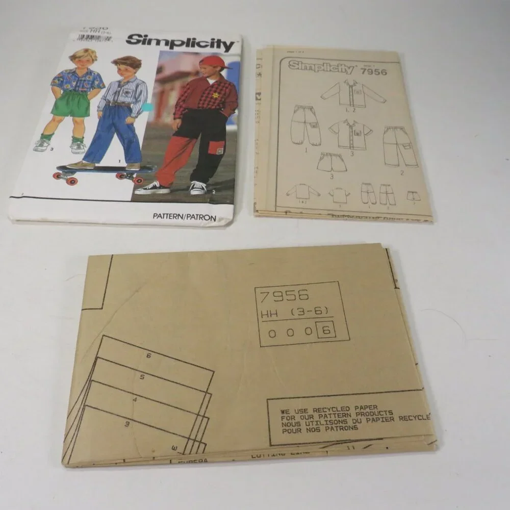 Simplicity 7956 Clothing Pattern size 3-6 Boy UNCUT shirt, shorts, pants